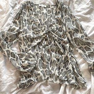 She & Sky Sheer Snake Print Blouse